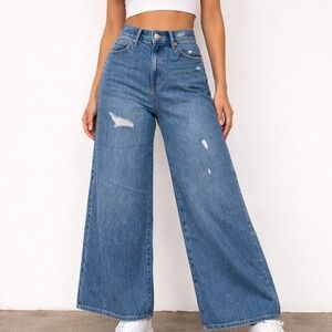 EXPRESS Women’s Wide Leg Ankle High Rise Cropped Jeans NWT 6 Short
